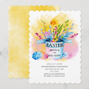 Convite Daffodils Amarelos Páscoa Rosa Brunei Caça de Ov