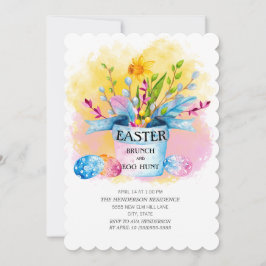 Convite Daffodils Amarelos Páscoa Rosa Brunei Caça de Ovo