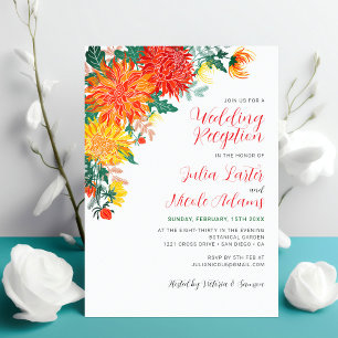 Convite Dahlia Amarela Pastel Recepção de Casamento de Pri
