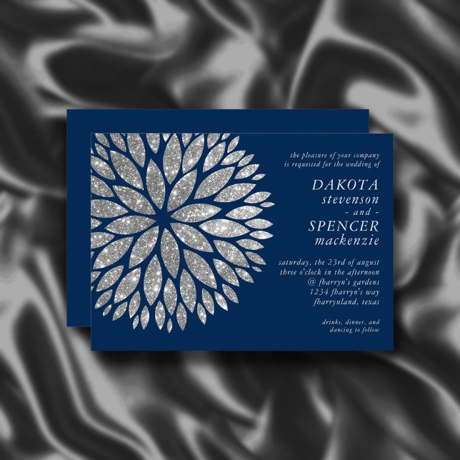 Convite Dahlia Estipulada | Casamento de Cinzas de Prata A (Criador carregado)