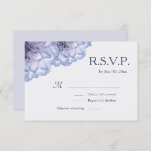 Convite Dahlia flores lilás cinzas azuis florais RSVP