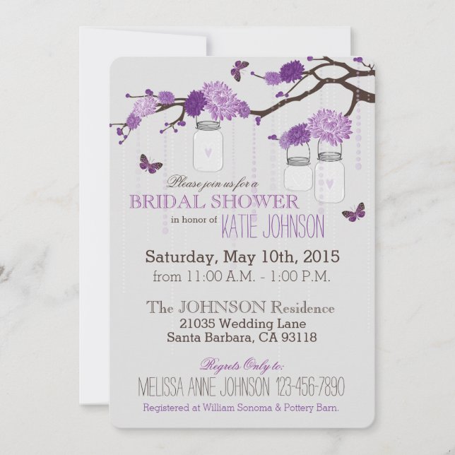 Convite Dahlia Flower Branch Modern Chá de panela (Frente)