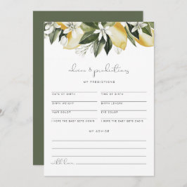 Convite DAHLIA Lemon Baby Advice and Predictions Card