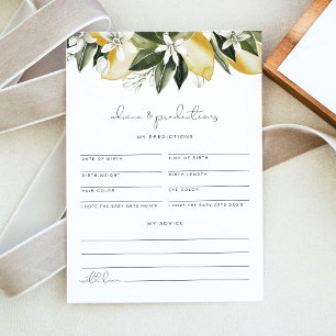 Convite DAHLIA Lemon Baby Advice and Predictions Card