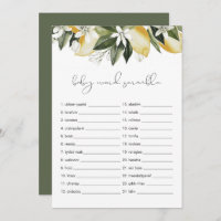 DAHLIA Lemon Baby Word Scramble Chá de fraldas Gam