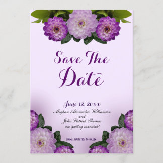 Convite Dahlia Purple Lavanda Lilac Floral Salvar Data