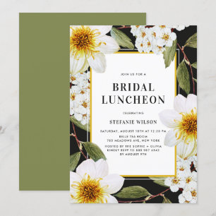 Convite Dahlias Brancas Botânicas & Spireas Bridal Lunche
