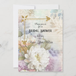 Convite Dahlias brancas com acentos roxos e azuis