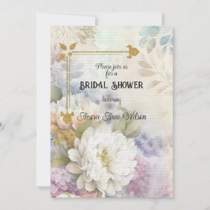 Convite Dahlias brancas com acentos roxos e azuis