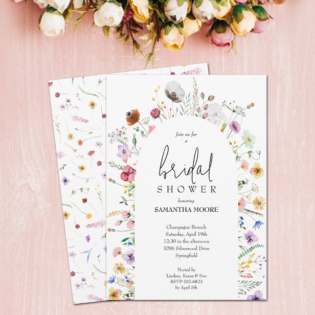 Convite Daîdflower Chá de panela (Dainty wildflowers bridal shower invitations - PRINTED and/or INSTANT DOWNLOAD)