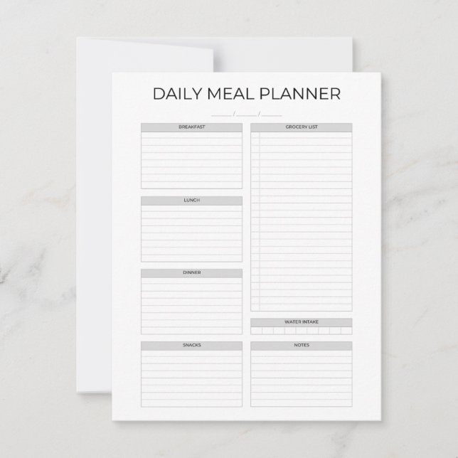 Convite Daily Meal Planner | Simple Minimalistic Clean (Frente)