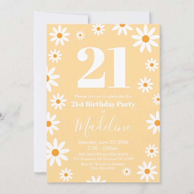 Convite Daisies Birthday Party spring Invitation (Frente)