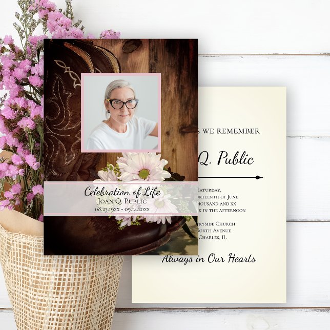 Convite Daisies cor-de-rosa e cowboy promove celebração da (Criador carregado)