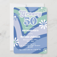 Daisies das ondas retrorativas Groovy 50th Blue Bi