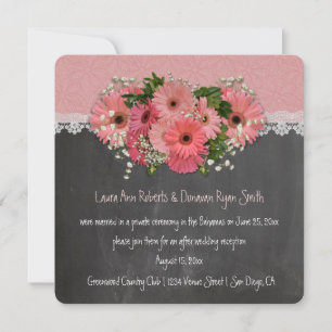 Convite Daisies Rosa, Apenas Recepção de Wreath Chalkboard