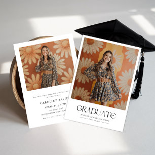 Convite Daisy 2 Foto Minimalista 60s Graduação Retroativa