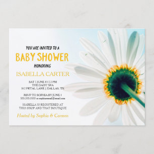 Convite Daisy Amarelo Chás de Bebê