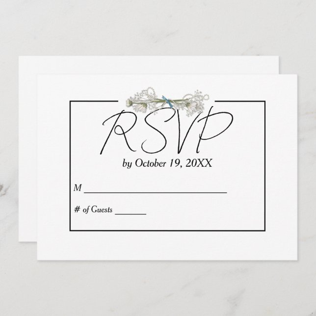 Convite Daisy and Pearls RSVP Wedding  (Frente/Verso)
