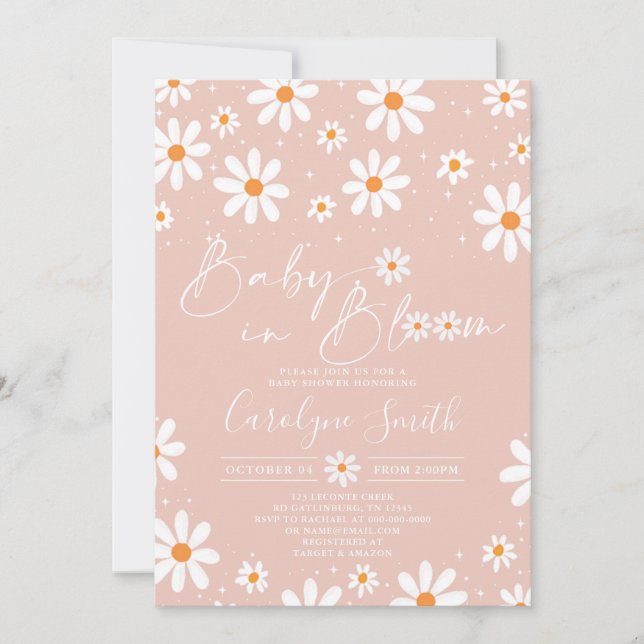 Convite Daisy Baby in bloom Boho Chá de fraldas Invitation (Frente)