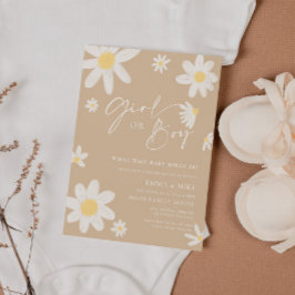 Convite Daisy Beige Girl ou Boy Gender Reveal
