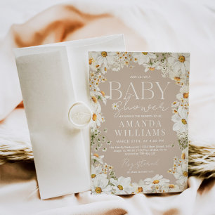 Convite Daisy Boho Wildflower Chá de fraldas