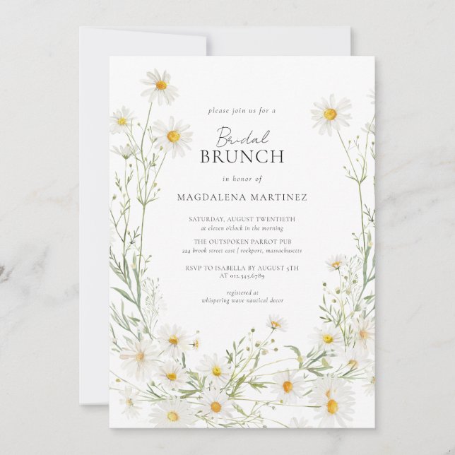 Convite Daisy Boho Wildflower Rustic Bridal Brunch (Frente)