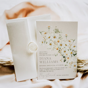 Convite Daisy Boho Wildflower Rustic Chá de fraldas