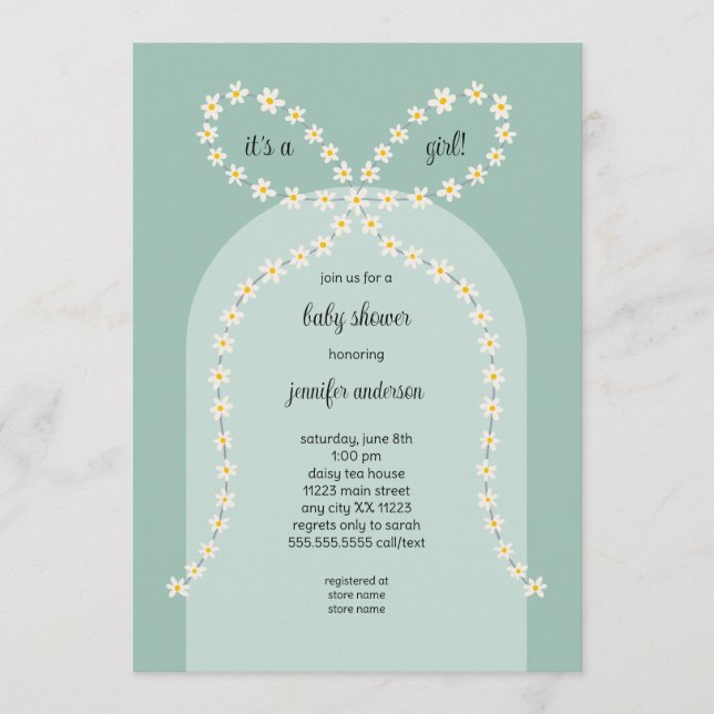Convite Daisy Bow Baby Shower Invitation (Frente)