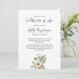Convite Daisy Celebration of Life Funeral