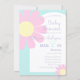 Convite Daisy Chic Chá de fraldas Pastel Azul