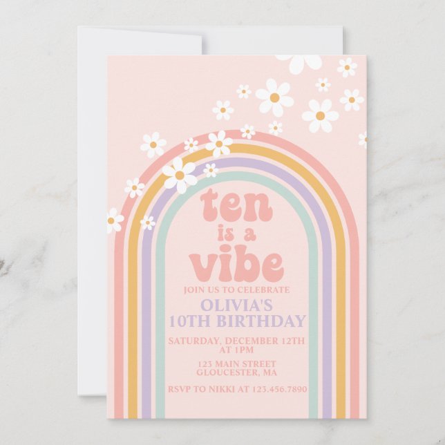 Convite Daisy Dez é um Aniversário de 10 anos com Vibe Pas (Frente)