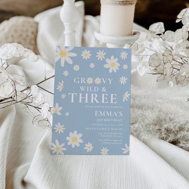 Convite Daisy Dusty Aniversário de criança Azul (Criador carregado)