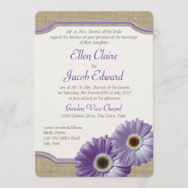 Convite Daisy e Burlap Lavanda Purple