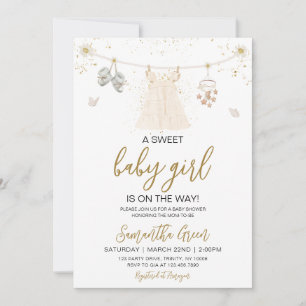 Convite Daisy, é um Chá de fraldas de roupas para bebês