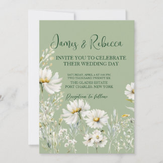 Convite Daisy Earthy Sage & Botanical Greenery Wedding 