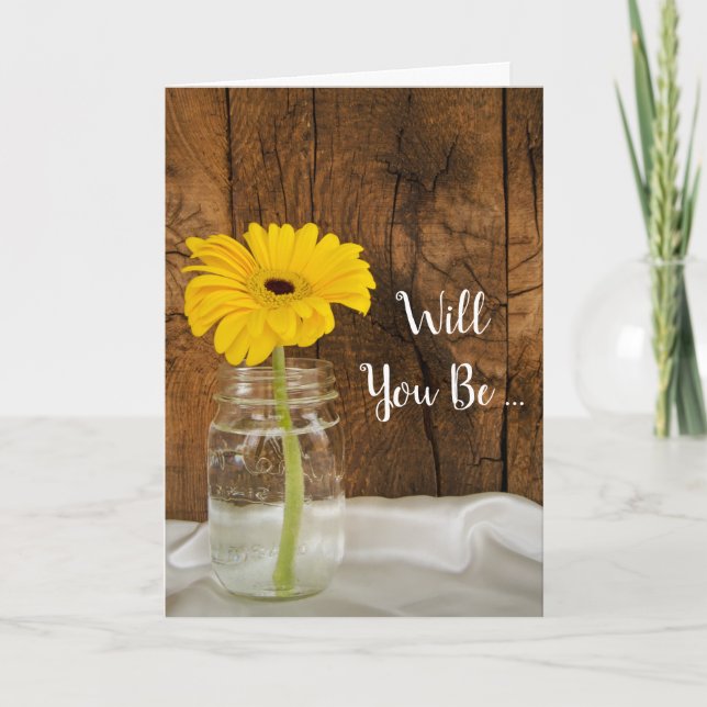 Convite Daisy em Mason Jar Você será minha madrinha (Frente)
