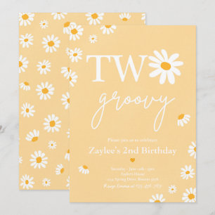 Convite Daisy Festa de aniversário Bohmian 2 Groovy Birth