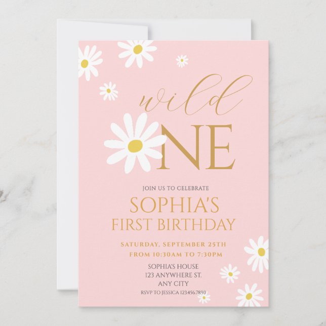 Convite Daisy Festa de aniversário Bohmian Wild One primei (Frente)