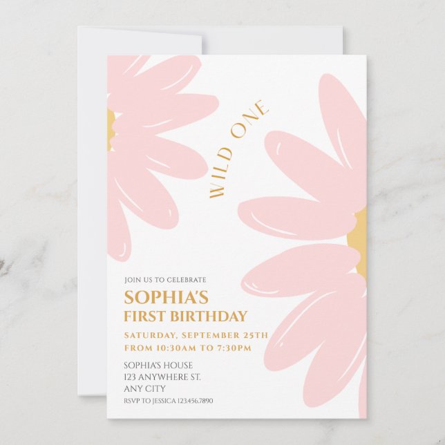 Convite Daisy Festa de aniversário Bohmian Wild One primei (Frente)