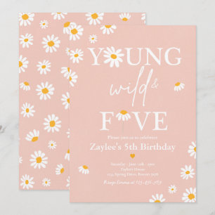 Convite Daisy Festa de aniversário Bohmian Young Wild E C