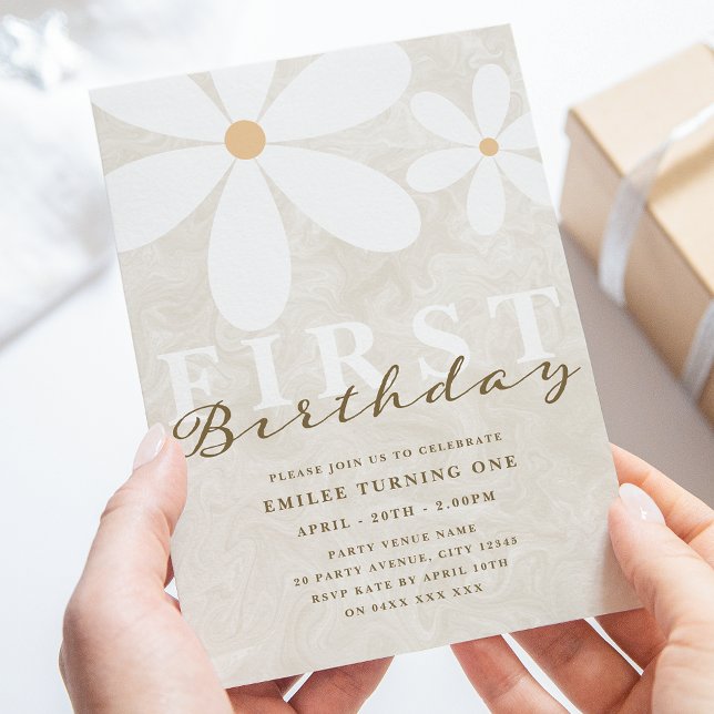 Convite Daisy First Birthday Themed Party (Criador carregado)