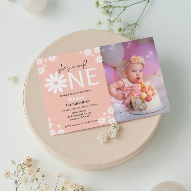 Convite Daisy First festa de aniversário bohemian wilone (Criador carregado)