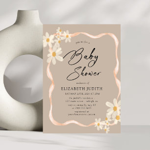 Convite Daisy Floral Brown Chá de fraldas