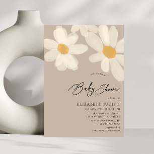 Convite Daisy Floral Brown Chá de fraldas