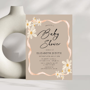 Convite Daisy Floral Brown Chá de fraldas