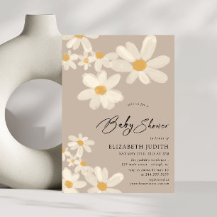 Convite Daisy Floral Brown Chá de fraldas