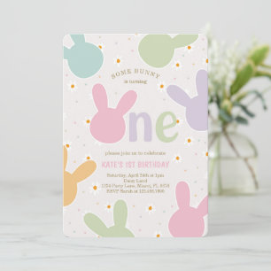 Convite Daisy Floral Bunny primeiro aniversario