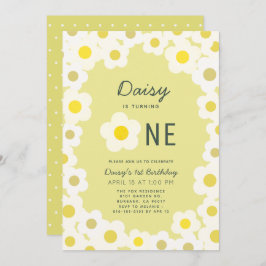 Convite Daisy Floral Yellow primeiro aniversario