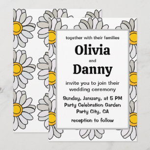 Convite Daisy Flower Floral Daisy Wedding
