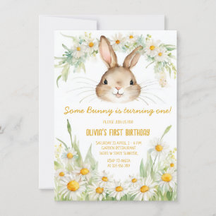 Convite Daisy Flower Garden Bunny Rabbit Aniversário